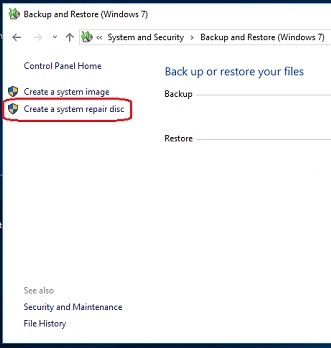 Create a system repair disc